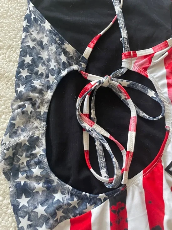 Jolyn American Flag Stars & Stripes One-Piece Swimsuit Red White Blue Jackson 3 - Picture 4 of 10